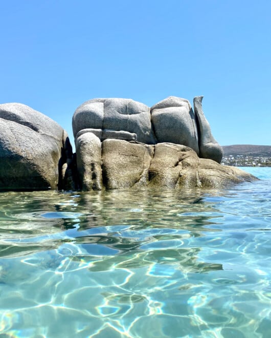 Beach,On,Paros,Island,In,Greece,In,The,Summer.,Rock